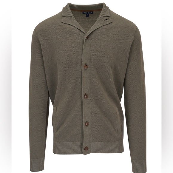 Peter Millar Men's Size S Sweater Sage Fog  Glasgow Linen & Wool Button Down NWT - Picture 1 of 6